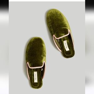 Madewell Womens Green Slip On Velvet Fashion Comfortable Pink Trim Mule Slipper9
